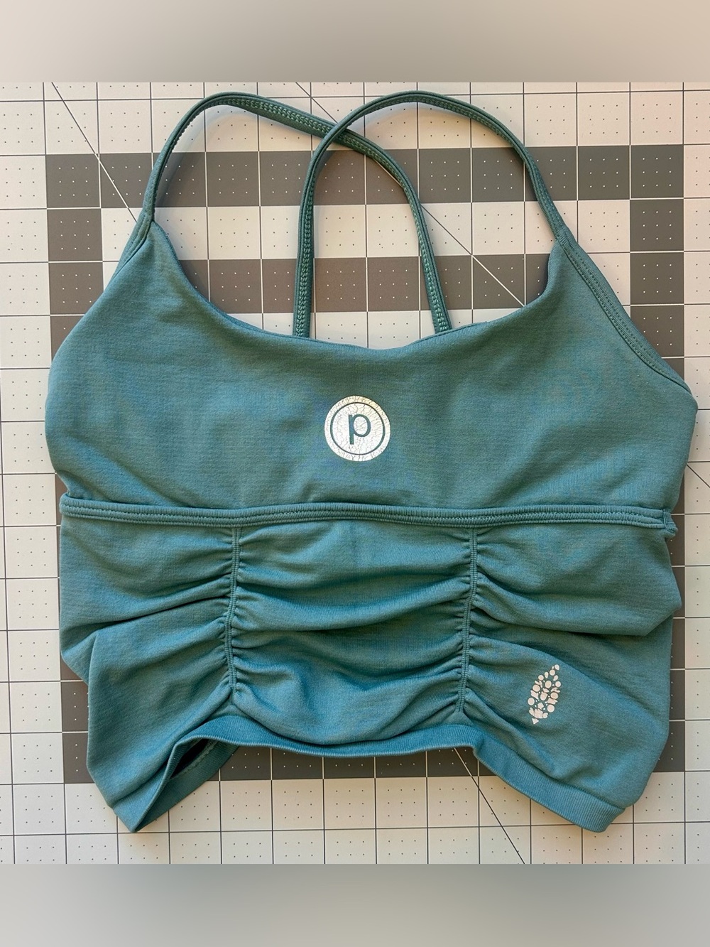 Pilates/Active Crop Top with P Logo - Teal Green